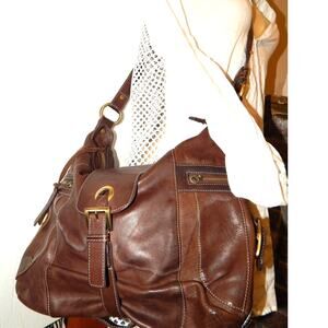 Aqua Madonna Brown Leather Handbag